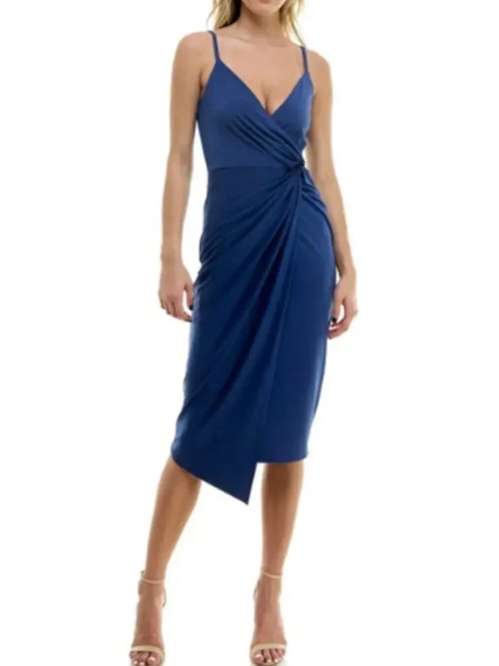 SOCIALITE Women's Faux Wrap Twist Midi Dress